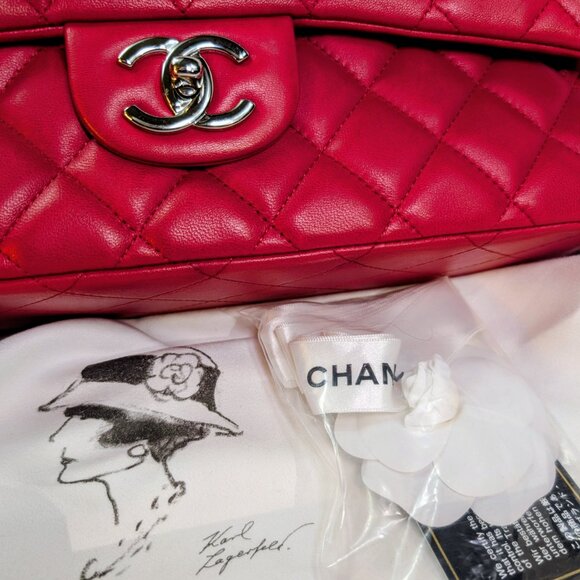 Chanel Rare 2013 17b Red Quilted Classic Jumbo Lambskin Double Flap Bag - Picture 5 of 16